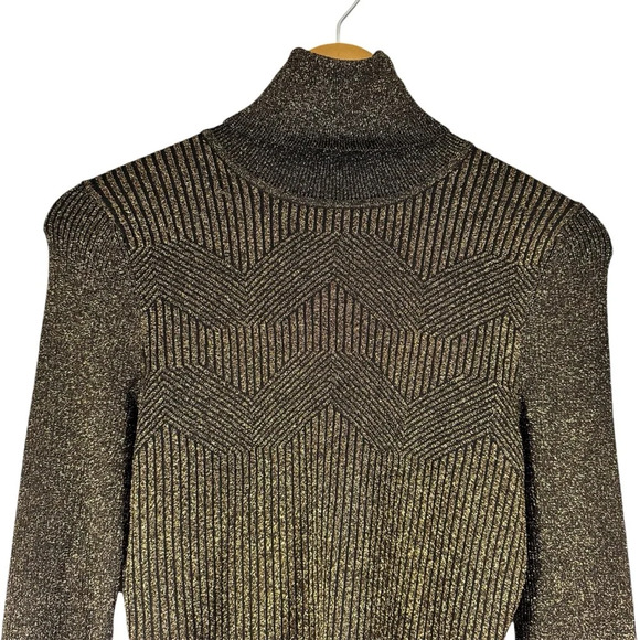 ANTONIO MELANI Tops - Antonio Melani black and gold metallic knit turtleneck sweater size small NWT